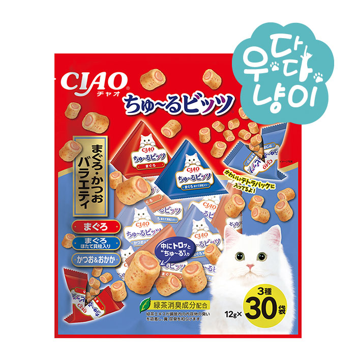 이나바 챠오 츄르비츠 12g x 30P 참치&가다랑어 버라이어티 고양이간식