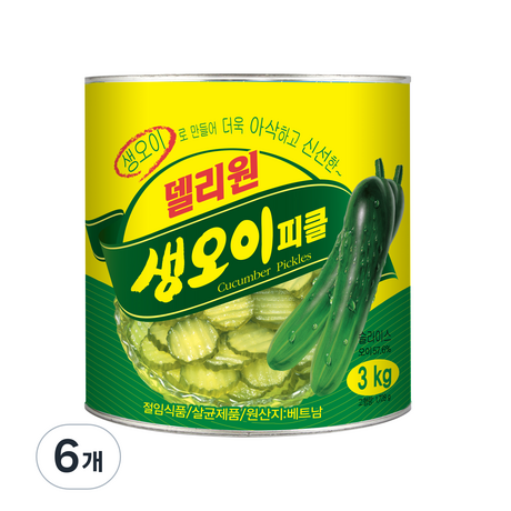 델리원 피클 올리브 생 오이피클 3kg 6개