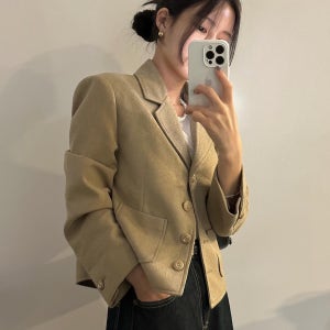 몰턴 여성 가을 클래식 크롭 블레이저 트위드 자켓