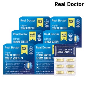 리얼닥터 초임계 알티지 장용성 오메가3 비타민D E 혈행개선 뼈건강 60캡슐, 6개