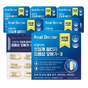 리얼닥터 초임계 알티지 장용성 오메가3 비타민D E 혈행개선 뼈건강 60캡슐, 6개