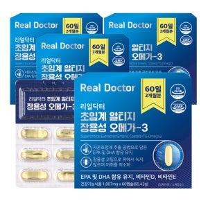 리얼닥터 초임계 알티지 장용성 오메가3 비타민D E 혈행개선 뼈건강 60캡슐, 4개