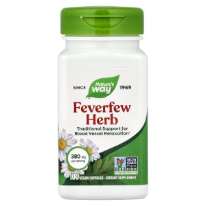 (아이허브) 네이처스웨이 Feverfew Herb 380mg 100 식물성 캡슐 해외직구