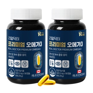 리얼닥터 프리미엄 오메가3 캐나다산 혈행개선 혈액순환 눈건강 뼈건강 180캡슐, 2개