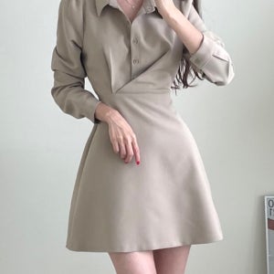 시즌세일 / 핀턱 카라 미니 원피스 하객룩 3color