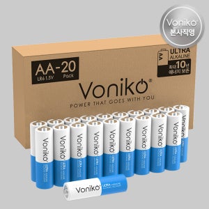 보니코 AA 프리미엄 알카라인 대용량 건전지 20개입 VONIKO 배터리 LR6