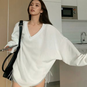 여성맨투맨 박스티 롱 흰 무지 박서 티 오버핏 빅사이즈 3XL