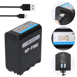 NP-F970 호환 고용량 F타입 조명 모니터 배터리 10,400mAh C타입충전 F990