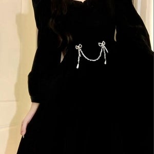 중세시대 공주풍 가을 겨울 연말파티 벨벳 롱 원피스