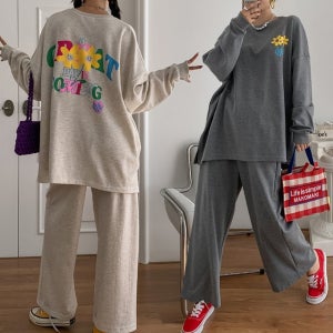 빅사이즈 데일리룩 세트 트레이닝복 프린팅 투피스