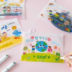 DIY 반투명 파우치 스티커꾸미기 유치원 여름 미술활동