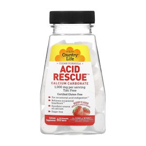 컨트리 라이프 Acid Rescue 칼슘 카보네이트 베리 맛 1000mg 60 츄어블정