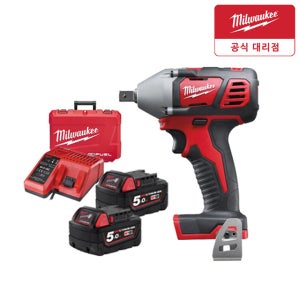 밀워키 M18 BIW-502C 충전 임팩트 렌치 18V 5.0Ah 배터리2개