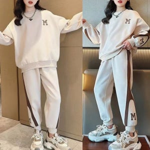 M자수 주니어 초등학생 여아 어린이 상하복 가을 맨투맨 상하세트