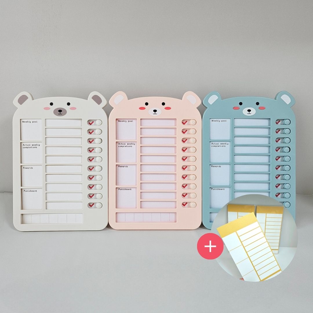 곰돌이 일정체크 보드판 todolist 체크리스트 하루할일 귀여운 스케줄러 데일리 <b>루틴</b>