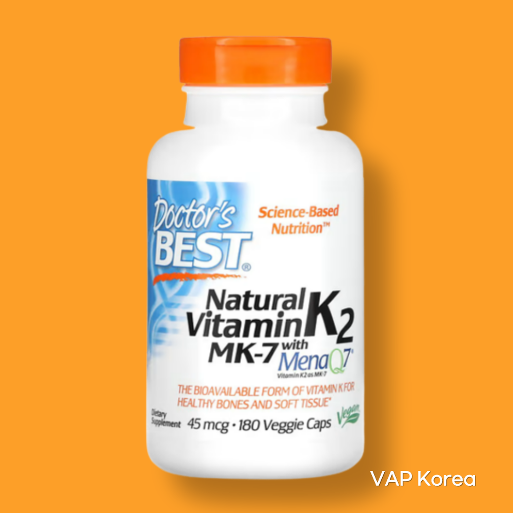 닥터스베스트 <b>비타민K2MK</b>7 <b>비타민</b>K2 <b>비타민</b>K MK7 MenaQ7 45<b>mcg</b>(6개월분)