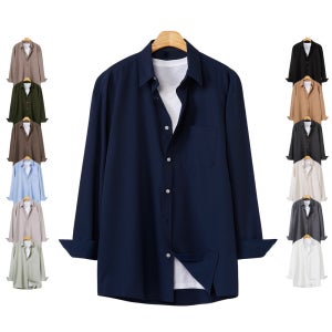 남자 셔츠 오버핏 링클프리 블랙 네이비 화이트 빅사이즈 남방