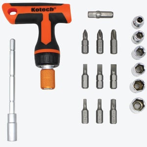 라쳇드라이버 15종 비트 세트 십자 일자 육각 별모양 자석 T자 핸들