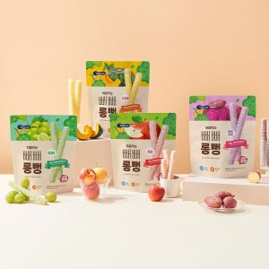 [베베쿡] 처음먹는 빼빼롱뻥 골고루 5봉 (사과,단호박,자색고구마,청포도,백미)