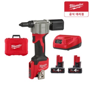 밀워키 M12 BPRT-402C 충전 12V 리벳건 12V 4.0Ah 배터리2개