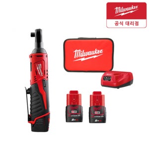 밀워키 M12 IR-202B 충전 임팩트 라쳇 12V 2.0Ah 배터리2개