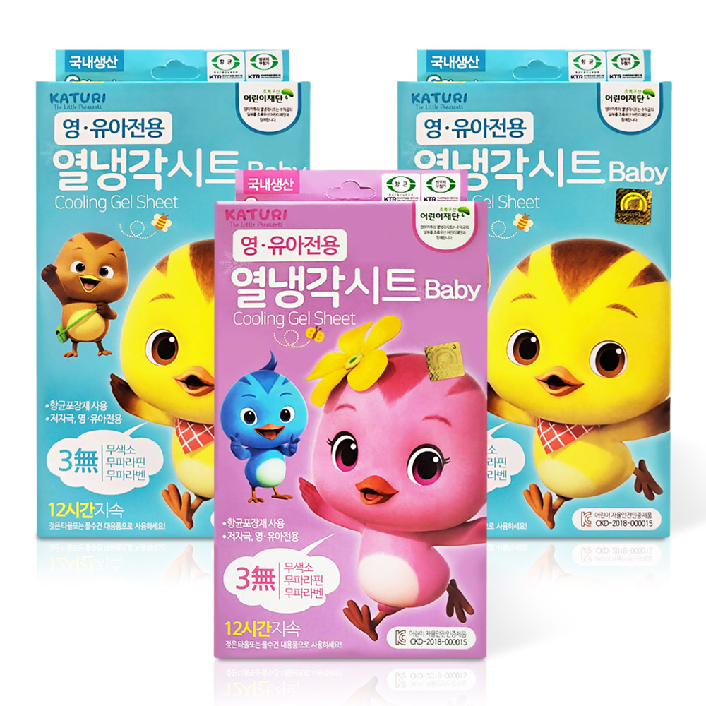 엄마까투리 열냉각시트 영유아용 6매입 3개 쿨링 이마패치