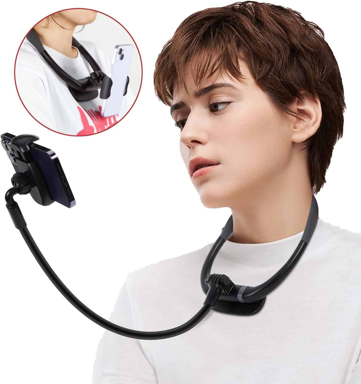 핸드폰 목 걸이 형 거치대 누워서 1인칭 촬영용 셀카 맥세이프