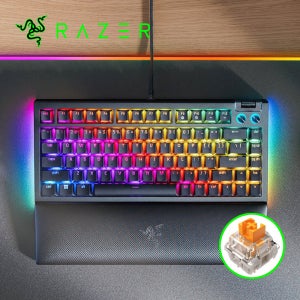 [국내정발] 레이저 블랙위도우 V4 75% 블랙, 오렌지축