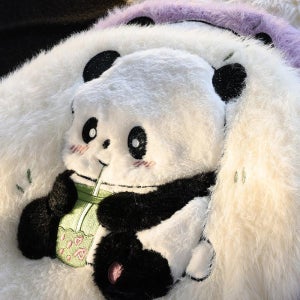 귀여운 커플 판다 캐릭터 풀오버 퍼 니트 스웨터