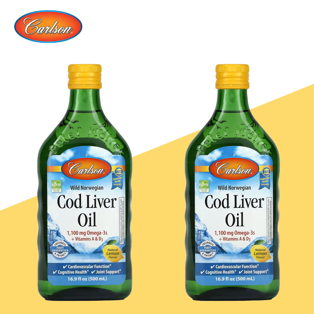 칼슨랩 노르웨이산 오메가3 <b>코드리버오일</b> 레몬 500ml 비타민 2개