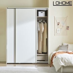 로홈 리오 친환경 E0 슬라이딩 옷장 1600 A타입 슬라이드 미닫이 키큰 옷장 장롱 작은방 학생 원룸 10cm단위 맞춤 시공