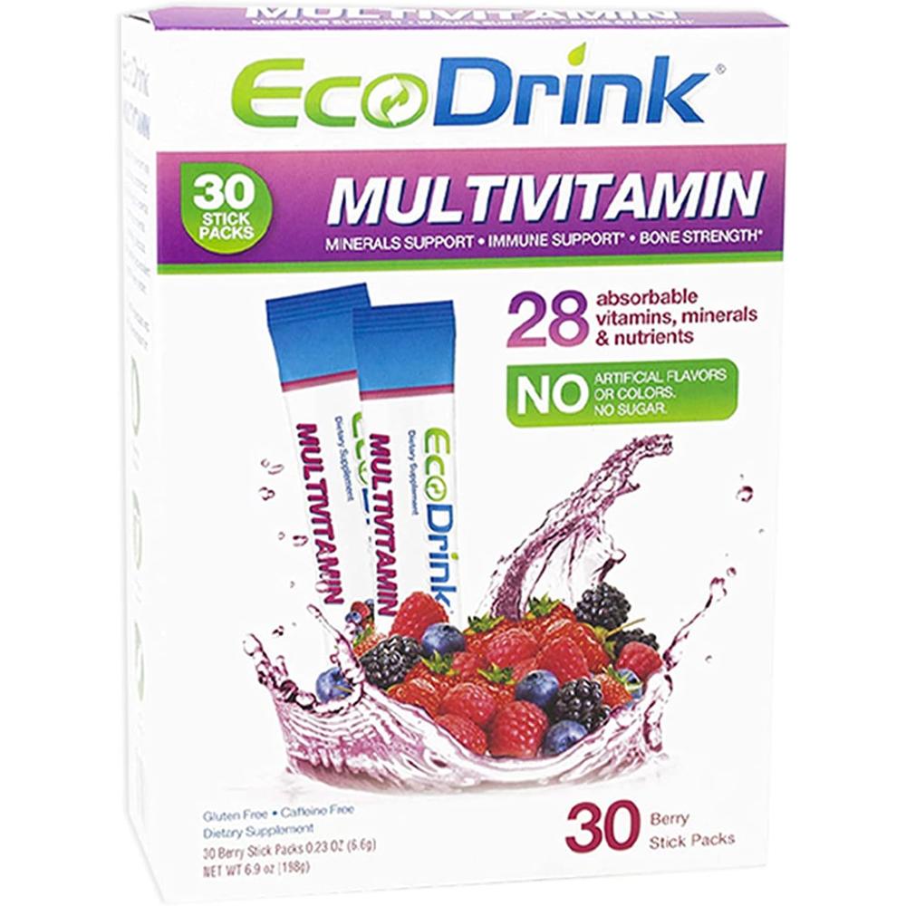 EcoDrink Multivitamin Energy Powder Mix <b>에코드링크</b> 타먹는 종합<b>멀티비타민</b> 파우더 <b>베리</b>맛 칼슘 루테인 30패킷