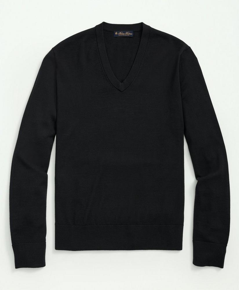 브룩스브라더스 메리노 울 브이넥 스웨터 Fine Merino Wool V-Neck Sweater 블랙