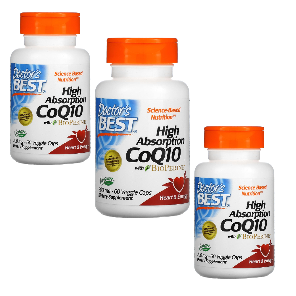 닥터스베스트 <b>코큐텐</b> 코엔자임큐텐 <b>위드 바이오페린</b> <b>200mg</b> 60베지캡슐 3병