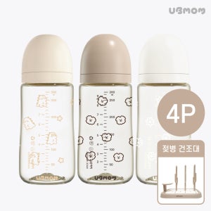 유비맘 PPSU 뇽뇽이 디자인 아기 쿼드라팩 젖병 젖꼭지포함 280ml