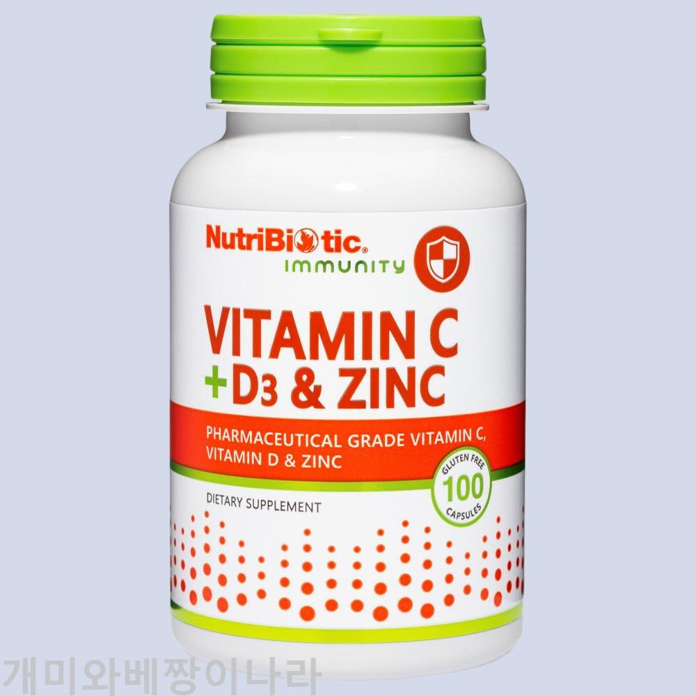 <b>뉴트리바이오틱 비타민D</b> D3 비타민C 징크 100캡슐