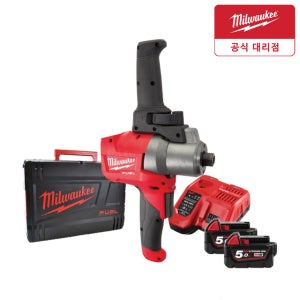 밀워키 M18 FPM-502X 충전 브러쉬리스 믹서드릴 교반기 5.0Ah 배터리2개 포함