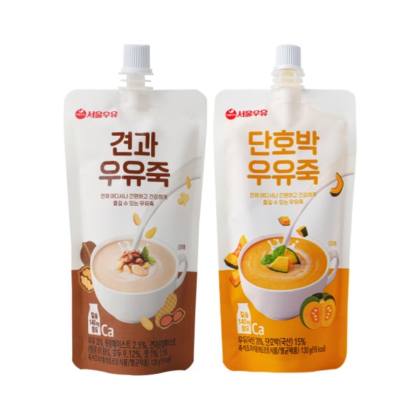 [멀티] 서울우유 견과우유죽 10개 + 단호박우유죽 10개 (130g)