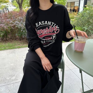 가을 맨투맨 원피스 빅사이즈 1896 프린팅 롱 원피스