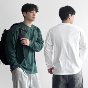 1+1 남자 긴팔티셔츠 남성 쭉티 오버핏 롱슬리브 면티