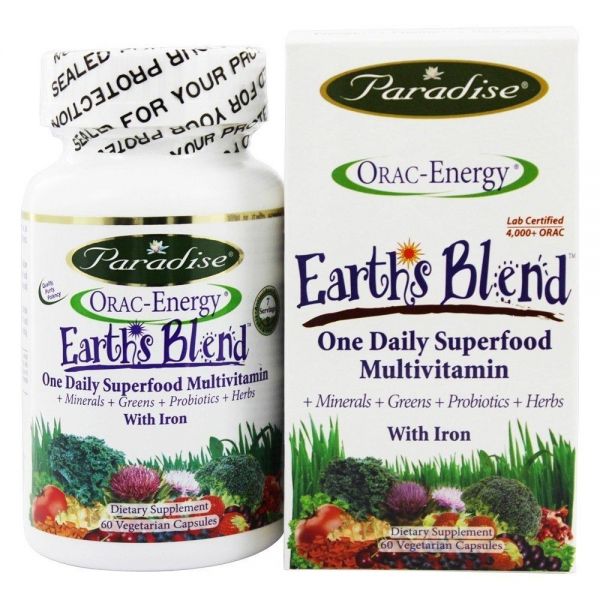 Paradise Herbs Earth’s Blend, ORAC Energy Greens, Multivitamin, <b>with</b> Iron, Contains Vitamins A,<b>B</b>,C,D