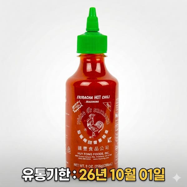 [유통기한10월] 후이퐁 스리라차 핫 칠리소스 255g, 1개