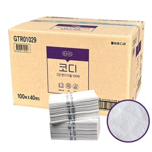 코디 핸드타올 3겹 4000매 무향-고급 페이퍼타올 타월 병원 화장실 사무실 업소 쌍용