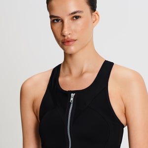 쇼크업소버 인피니티 집업 올블랙 앞지퍼 패드형 스포츠브라