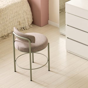 듀이 원형 등받이 화장대의자 패브릭 낮은 보조 스툴의자 민트그레이