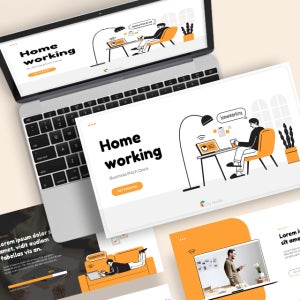 재택 업무 비즈니스 피치덱 파워포인트 PPT 템플릿 (비대면, 협업, 프리랜서, 일러스트, 보고서, 제안서, 프로젝트, 노션)