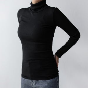 첼시 소프트 골지롱티셔츠 여성 목폴라 긴팔 목티 기본폴라티