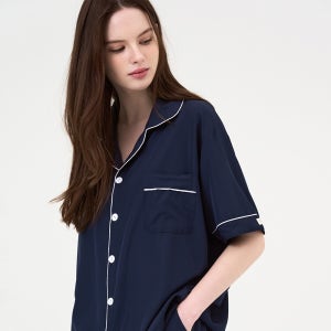 [도씨] 실크핏 에센셜 반팔 긴팔 파자마 세트 커플잠옷 여름 홈웨어