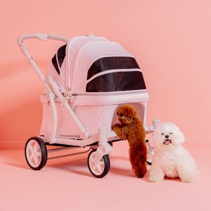 폼포라펫 클래식 웨건 라이트 핑크 애견 강아지유모차 펫웨건 다견 저상형 개모차