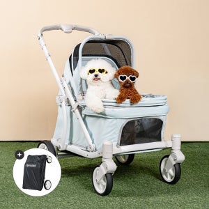 폼포라펫 클래식 웨건 라이트 블루 애견 강아지유모차 펫웨건 다견 저상형 개모차